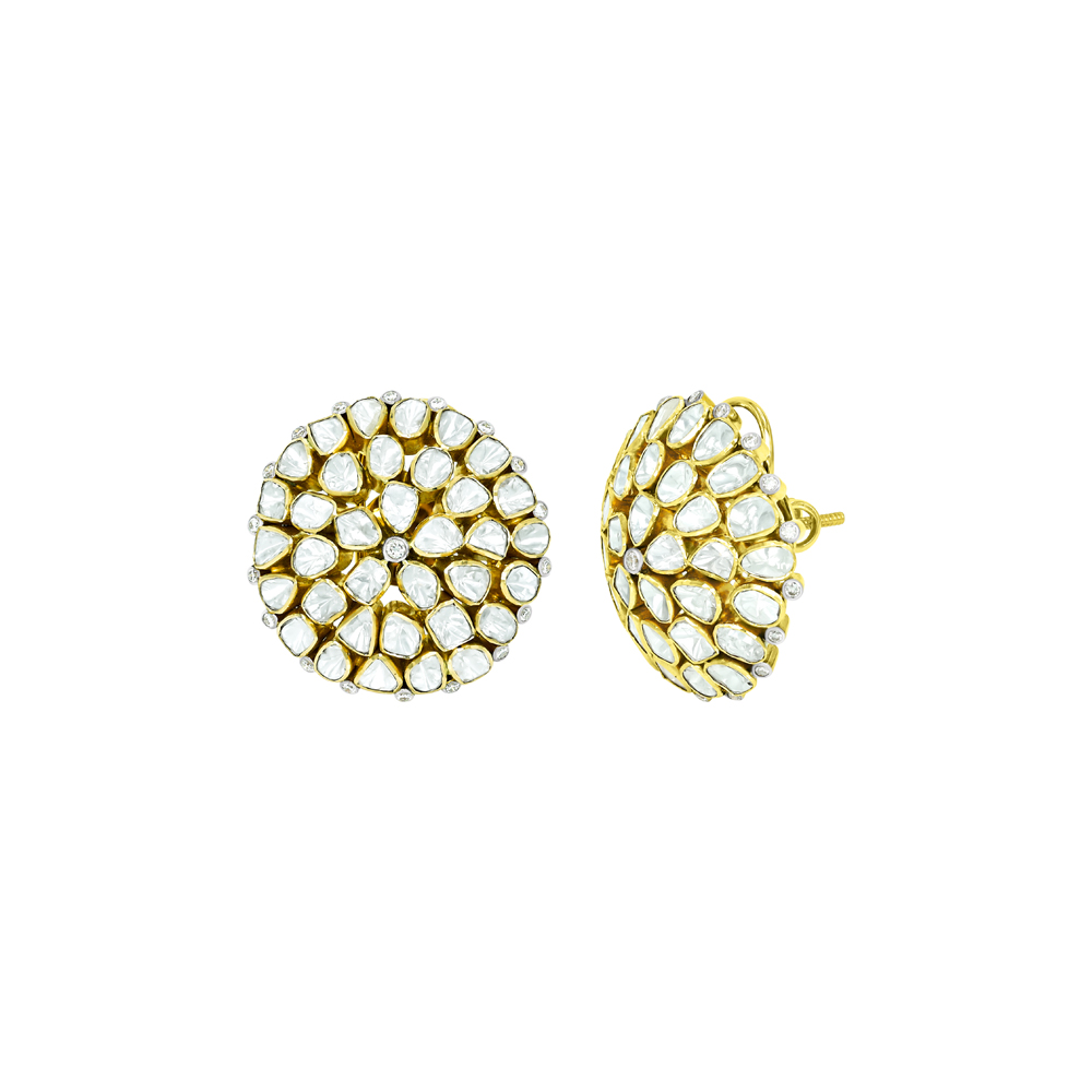 Radial Polki Cluster Studs with Intricate work